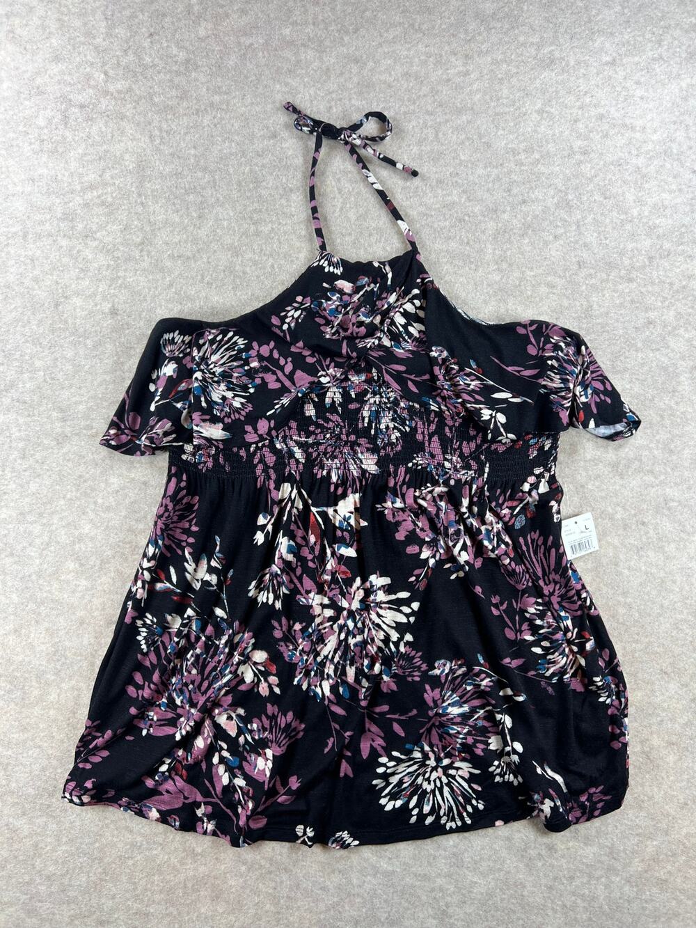 Motherhood Maternity Smocked Maternity Halter Tie Tank Top Floral Size Large NEW